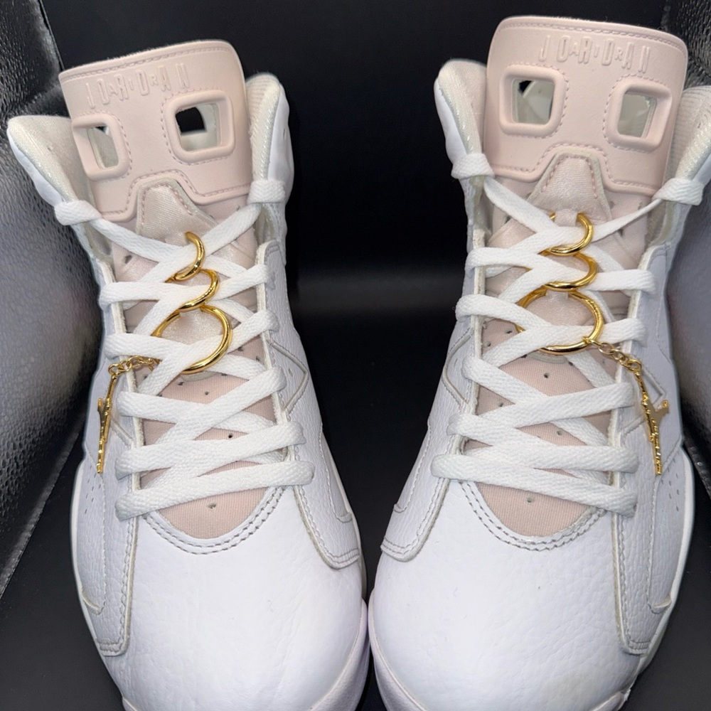 Size 11 - Air Jordan 6 Retro Gold Hoops Wmns, DH9696-100, Clean, No Box, Great!